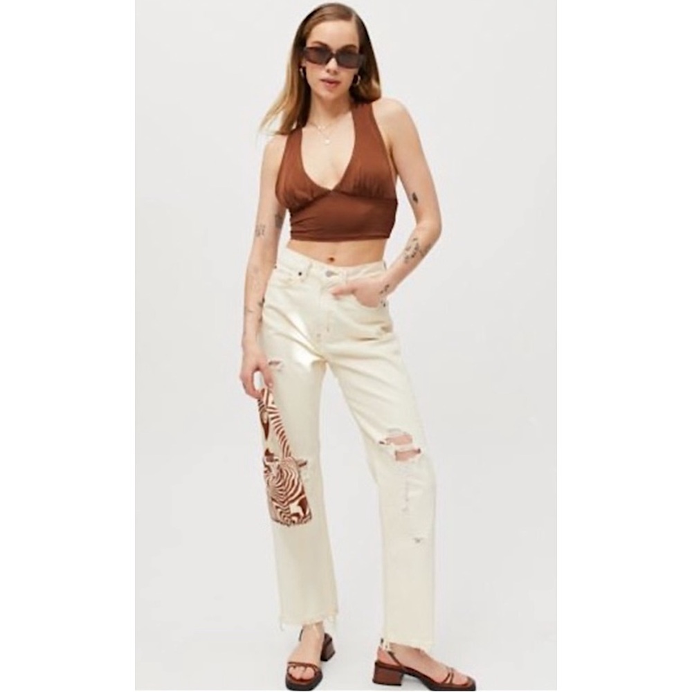 BDG | High-Waisted Cowboy Jean in Distressed Ivory, Size 28